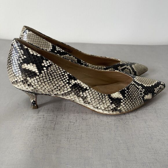 Vionic Womens 10 Josie Leather Pointed Toe Pumps Kitten Heels Shoes Snakeskin - Picture 5 of 14